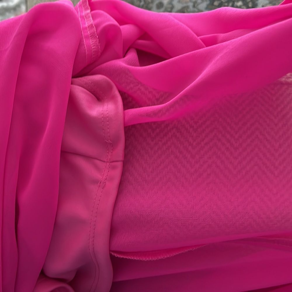 Muse Fuscia Hot Pink Maxi Slip Dress Spaghetti Straps Lined Bodice SZ 14 - Picture 4 of 13